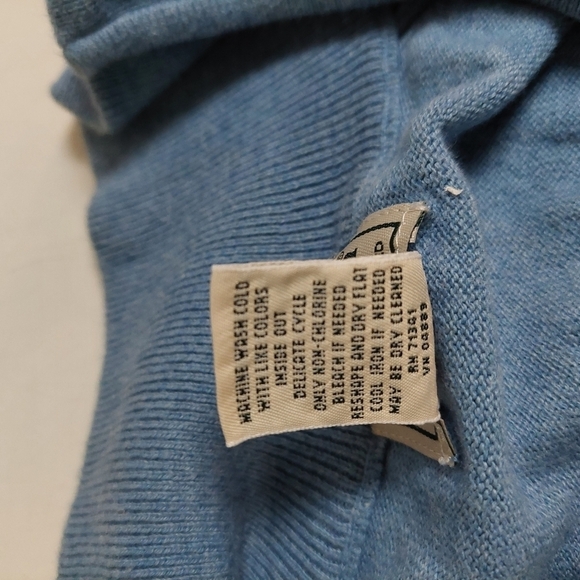 LL Bean‎ Blue Large Reg Shirt Pullover Zip Moc Neck Cotton Cashmere Sweater Soft - Picture 5 of 7